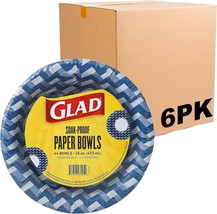 Everyday Disposable Paper Bowls with Blue Weave Design Soak Proof Cut Pr... - £63.92 GBP