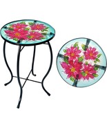 Patio Side Table End Coffee Round Garden Glass Small Indoor Accent Metal... - £43.51 GBP