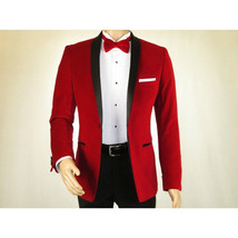 Mens Adolfo Velvet Dinner Jacket Shawl Satin Stage singer 3016J Christmas Red image 8
