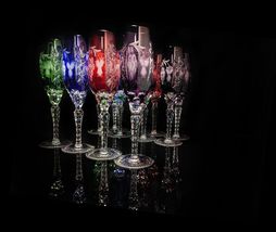 ajka marsala crystal colored champagne flutes 9" Tall set of 12 glasses image 6