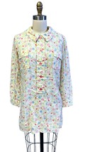 60s/ 70s Mini Dress/Tunic Hearts Print Womens S Yellow Pink Hippie - $28.71
