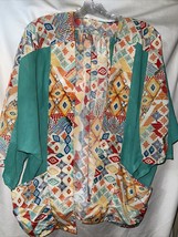 Miami Mi Ami Women Green Diamond Multicolor Vest w/ Pockets 100% Polyester O/S - £13.08 GBP