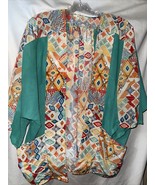 Miami Mi Ami Women Green Diamond Multicolor Vest w/ Pockets 100% Polyest... - $316.21 MXN