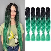 Doren Jumbo Braids Synthetic Hair Extensions 5pcs, T12 black-turquoise - £19.42 GBP