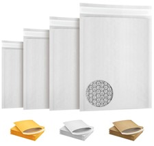 50 White Bubble Mailers 4x7 Kraft Paper Cushion Padded Envelopes Shipping Bags - £31.21 GBP