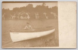 RPPC Man In Small Boat Named Zender Real Photo Postcard B40 - £11.23 GBP