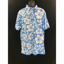 Men&#39;s Hawaiian print Golf Polo by Yatta  blue white floral Size M New - $26.99