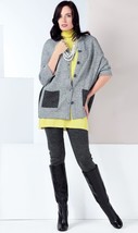 Jacket Button Elegant Gray Pocket Cardigan Jersey Merino Wool Made In Europe M - £112.10 GBP