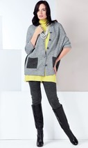 JACKET BUTTON ELEGANT GRAY POCKET CARDIGAN JERSEY MERINO WOOL MADE IN EU... - £112.38 GBP