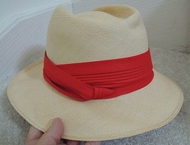 Panama Hat One Size Fits Most Genuine Straw + Red Silk Band $65 Value NEW - £21.17 GBP