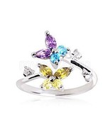 .925 Sterling Silver Multi Color CZ Butterflies Toe Ring - $39.95