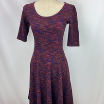 LuLaRoe Burgundy Heathered  S Fit And Flare Dress Round Neck Short Sleeve Waist - £23.96 GBP