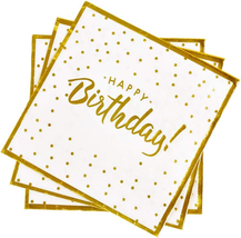 Birthday Party Supplies Napkins Disposable Paper Napkins with Gold Stamp... - £16.79 GBP