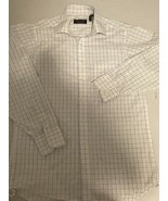Donald J Trump Shirt Mens 15 1/2 | 34/35 White &amp; Blue Plaid Button Up - $13.02 CAD