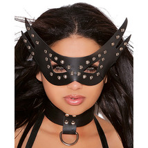 Leather Cat Mask Spiked Stud Detail Adjustable Elastic Strap Clasp Closu... - $16.92