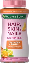 Nature&#39;s Bounty Hair, Skin &amp; Nails with Biotin and Collagen, Gummies Vitamin Sup - £18.18 GBP