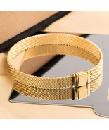 Shine Gold Plated Mesh Reflexions Bracelet Fit European Reflexions Charm... - $35.62 CAD