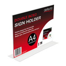 Deflecto Landscape Double Sided Stand Up Sign Holder (A4) - £23.85 GBP