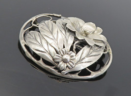 CORO 925 Sterling Silver - Vintage Floral Leaf Swirl Dome Brooch Pin - BP3202 - $51.19