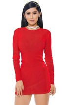 Red Sheer Mini Dress Mesh Long Sleeves Layering Costume Club 118825 L/XL - £34.02 GBP
