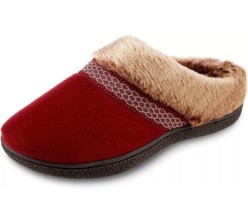 NEW ISOTONER Women 8.5 - 9 Brown Microsuede Mallory Hoodback Slippers Faux Fur - £18.92 GBP