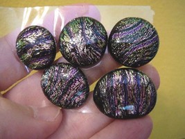 (Lot #19) pink purple striped swirl 5 Cabs DICHROIC Fused GLASS Cabochon Cab - £19.62 GBP