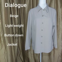Dialogue Beige Button Down Long Sleeve Light Weight Jacket Size M - £11.09 GBP