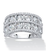 PalmBeach Jewelry Platinum-Plated Silver Princess-Cut CZ Anniversary Ring - £41.30 GBP