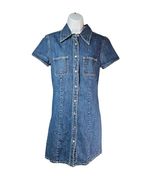 VTG 2001 Y2K Gap Denim Cotton Mini Shirt Dress Womens Size 8 Snap-Front ... - €29,23 EUR