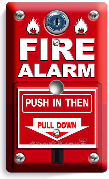 FIRE ALARM PULL DOWN PUSH LIGHT DIMMER VIDEO CABLE WALL PLATE COVER ROOM DECOR