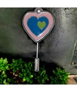 Vintage Heart multi-colored stick pin or can be used as a pendant - £27.25 GBP