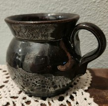 Vintage Ceramic Terracotta Hand Glazed Mug or Planter Black Glaze - $9.80