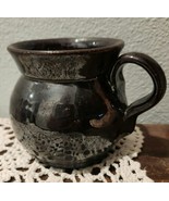 Vintage Ceramic Terracotta Hand Glazed Mug or Planter Black Glaze - $9.80