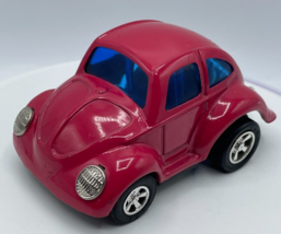 Vintage Louis Marx Co Toys Pull Back Pink Volkswagen Car 1972 Vintage Be... - $28.49