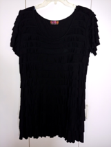 ISLE LADIES BLACK SS TIERED STRETCH SHORT DRESS-S-NWOT-CUTE-VISCOSE/SPANDEX - £18.21 GBP