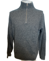 J.Crew Dark Gray Rugged Merino Wool 1/4 Zip Long Sleeve Sweater Size L - $33.24