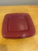 2 Longaberger Pottery Woven Traditions Paprika Square Luncheon Salad Pla... - $44.54