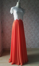 Plus Size Maxi Chiffon Skirt A-Line Chiffon Wedding Skirt Orange image 3