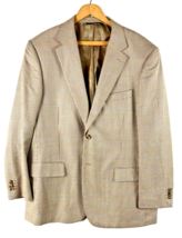 Pronto Moda 44R Blazer Sport Coat Mens Houndstooth Brown Tan Cashmere Wool Silk - £52.47 GBP