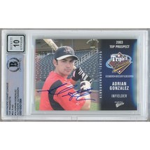 Adrian Gonzalez Signed 2003 PCL Top Prospects #14 Rookie Card BGS Auto 10 Slab - £119.87 GBP