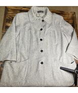 Vintage Long Wool Coat 3X Gray 80% Wool 20% Nylon High Neck Collar Woman... - €34,26 EUR