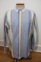 Vtg Chaps Ralph Lauren L Multicolor Stripe Oxford Cotton Long Sleeve Shirt - £31.05 GBP