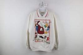 Vintage 90s Streetwear Womens Medium Christmas Santa Claus Collared Sweatshirt - £34.36 GBP