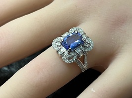 14K White Gold Tanzanite and Natural Diamond Ring with Appraisal - WOW! - £2,713.81 GBP