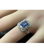 14K White Gold Tanzanite and Natural Diamond Ring with Appraisal - WOW! - £2,513.28 GBP