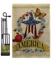 America Banner Star Burlap - Impressions Decorative Metal Garden Pole Flag Set G - £27.06 GBP