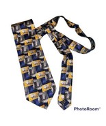 Men&#39;s Silk Neck Tie TUNDRA Golf Handmade in Italy  Blue Yellow Gray Tund... - $46.12