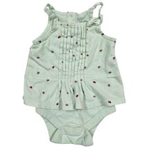 Baby Gap Mint Green Ladybug Print Pintuck Dress Bodysuit 3-6 Sleeveless ... - $9.90