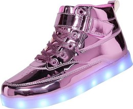 Voovix Unisex LED Shoes Light Up Shoes Pink High Top for Children Size 2... - £21.68 GBP