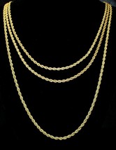 3pc Rope Chain Set 3mm 18&quot; 20&quot; 24&quot; Necklaces 14k Gold Plated Mens Womens - £11.79 GBP